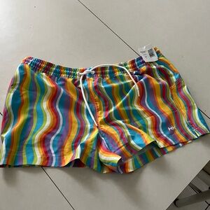 Humankind 3” Swim Trunks size L “groovy” NWOT